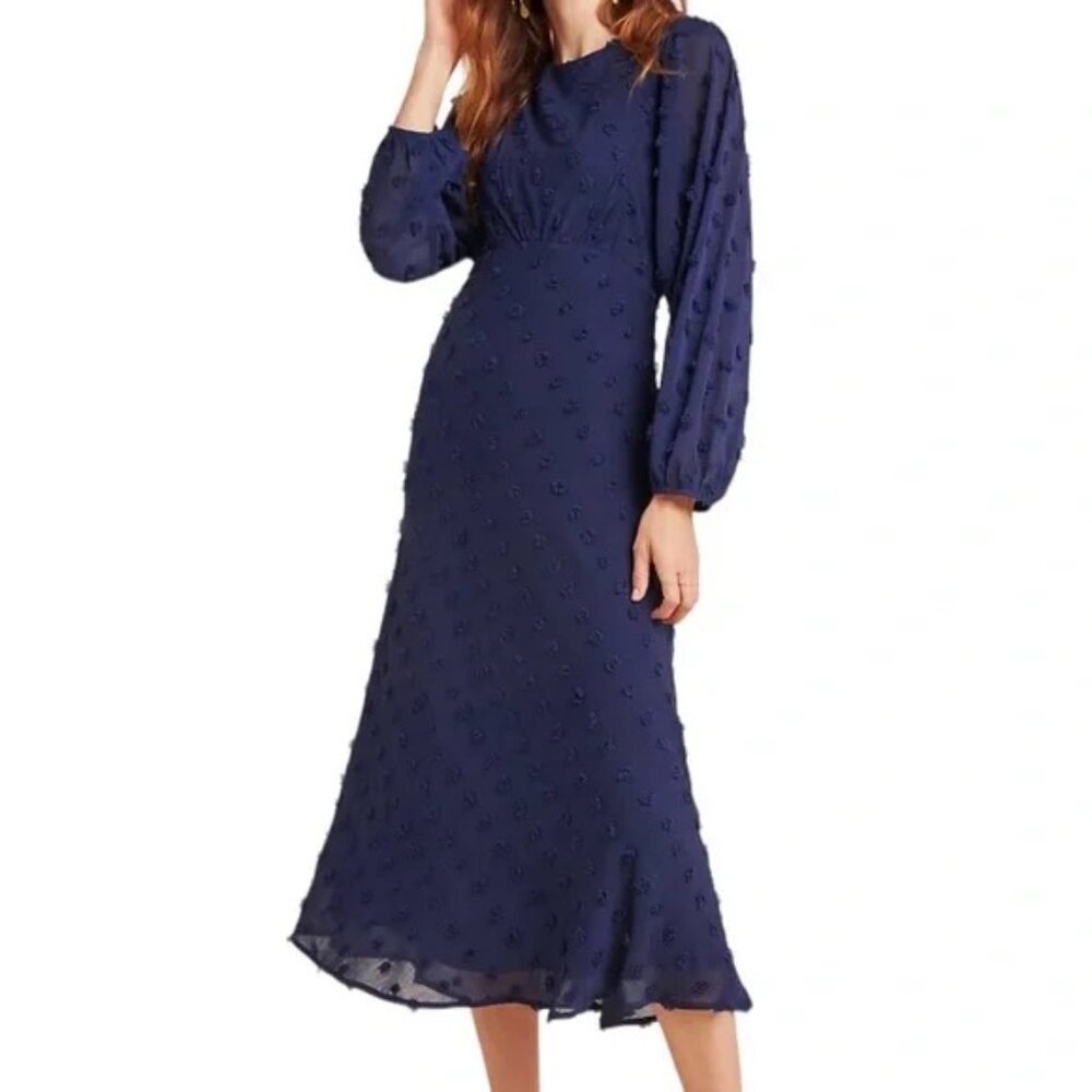 Anthropologie Eri + Ali Michaela Textured Dot Dress Size 8